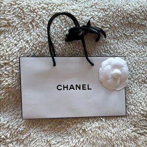 Chanel White and Black Shopping Bag